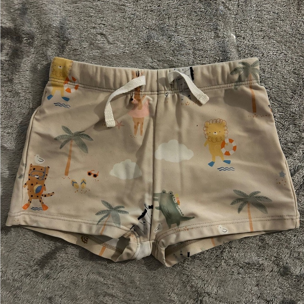 Kids' Beige Animal Print Swim Shorts
